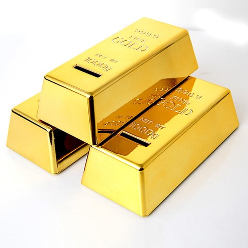 Gold brick piggy bank bullion - brick,
